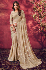 Load image into Gallery viewer, Aristocratic Sequins Work Beige Color Saree In Viscose Fabric
