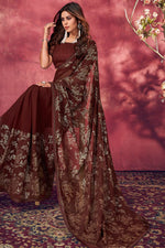 Load image into Gallery viewer, Maroon Color Admirable Sequins Work Saree In Viscose Fabric
