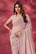 Load image into Gallery viewer, Sequins Work Pink Color Adorning Saree In Viscose Fabric
