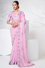 Load image into Gallery viewer, Alluring Organza Fabric Pink Color Function Look Saree
