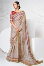 Load image into Gallery viewer, Excellent Fancy Fabric Chikoo Color Function Look Saree

