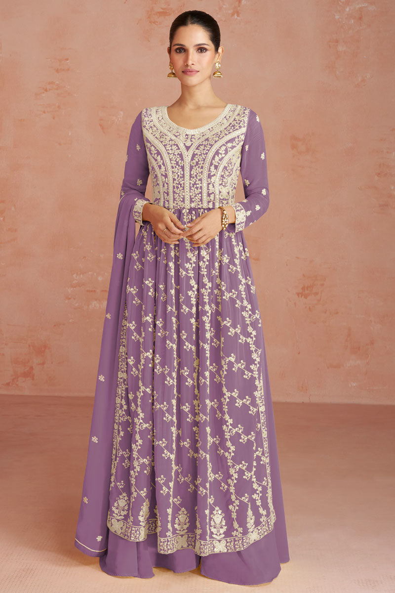 Lavender Readymade Georgette Palazzo Suit