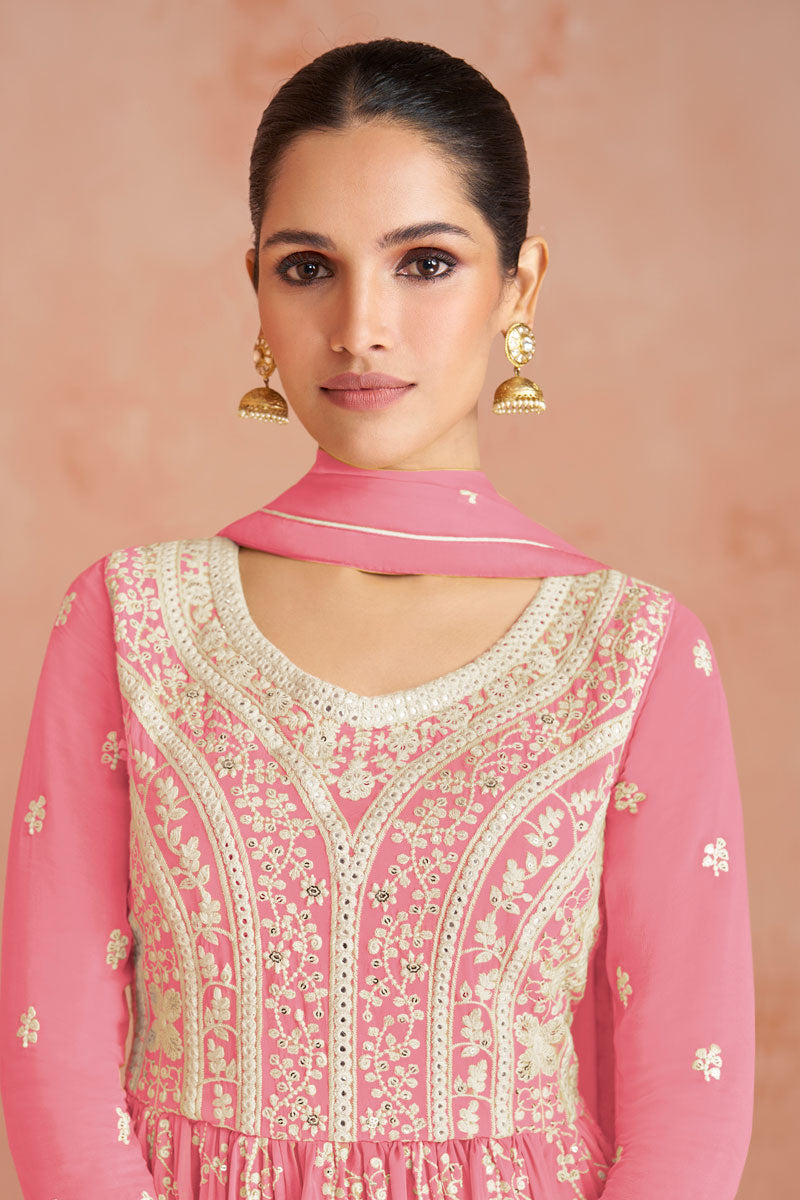 Pink Readymade Georgette Palazzo Suit