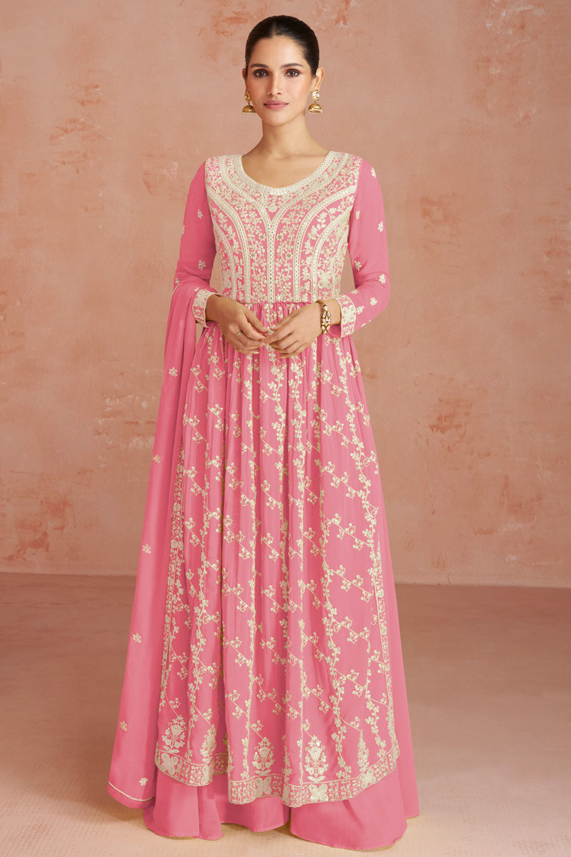 Pink Readymade Georgette Palazzo Suit