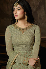 Load image into Gallery viewer, Sonal Chauhan Georgette Fabric Khaki Color Floor Length Sharara Suit
