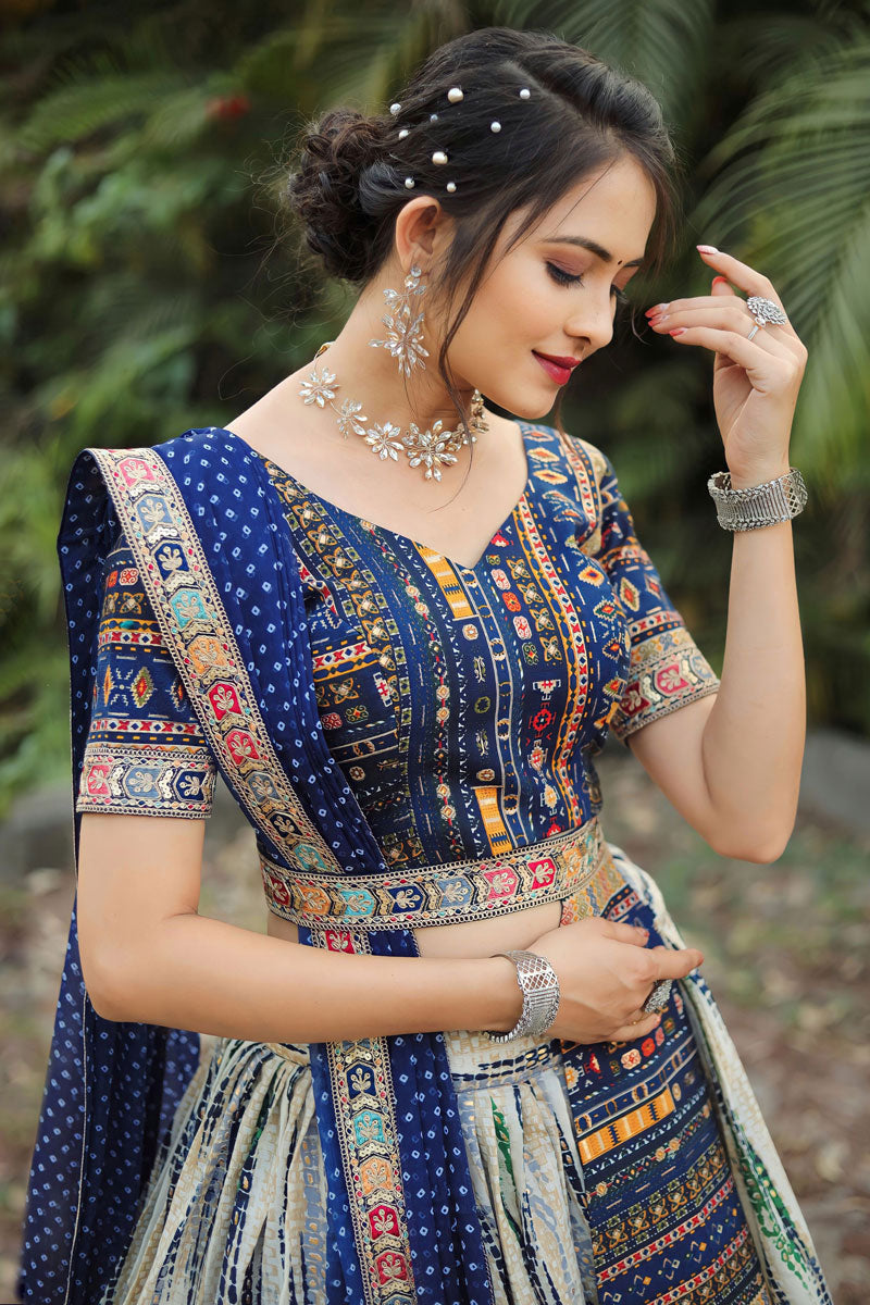 Cotton Fabric Off White Readymade Lehenga With Sequins Work