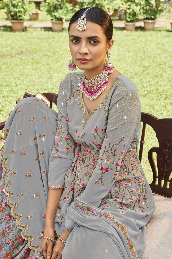 Georgette Special Readymade Sharara Top Lehenga