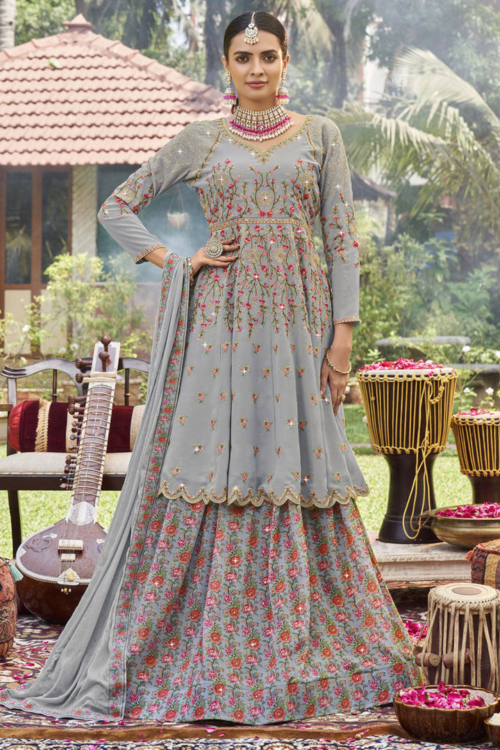 Georgette Special Readymade Sharara Top Lehenga