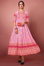 Load image into Gallery viewer, Incredible Chinon Pink Color Digital Printed Kurti
