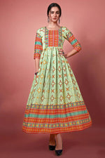Load image into Gallery viewer, Tempting Digital Printed Chinon Sea Green Color Kurti
