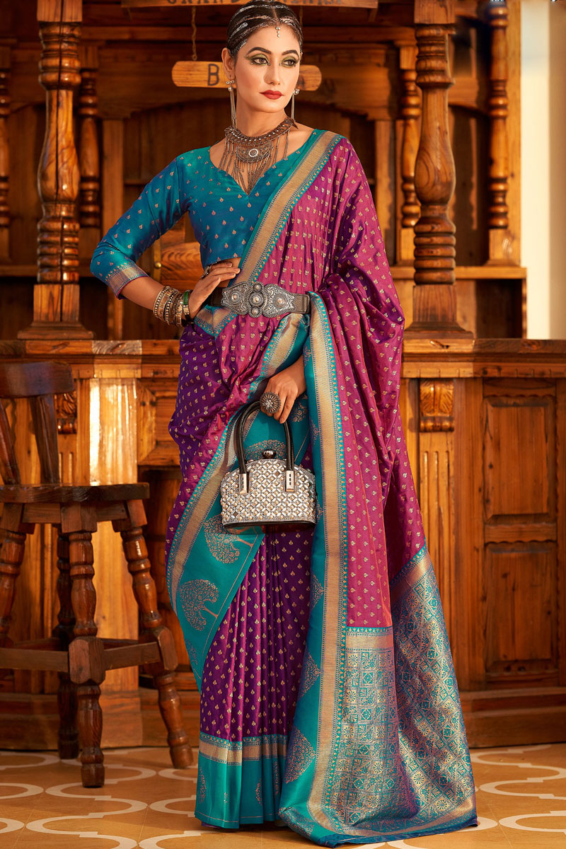 Purple Color Banarasi Paithani Saree