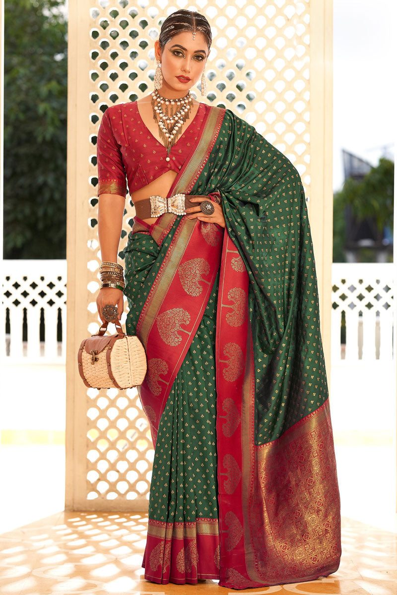 Excellent Dark Green Color Paithani Saree