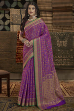 Load image into Gallery viewer, Radiant Weaving Work On Purple Color Art Silk Fabric Saree
