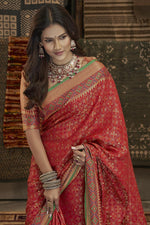 Load image into Gallery viewer, Engaging Weaving Work On Red Color Art Silk Fabric Saree
