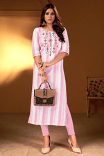 Load image into Gallery viewer, Dazzling Cotton Fabric Pink Color Casual Look Kurti