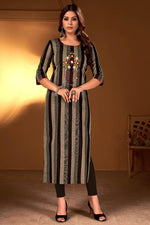 Load image into Gallery viewer, Radiant Black Color Cotton Fabric Casual Look Kurti
