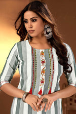 Load image into Gallery viewer, Glamorous Cotton Fabric Grey Color Casual Look Kurti