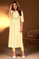 Load image into Gallery viewer, Yellow Color Glittering Cotton Fabric Casual Look Kurti