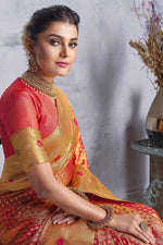 Load image into Gallery viewer, Astounding Orange Color Fancy Fabric Festival Wear Saree
