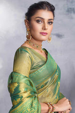 Load image into Gallery viewer, Beauteous Fancy Fabric Green Color Festival Wear Saree
