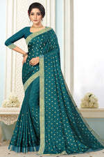 Load image into Gallery viewer, Designer Art Silk Fabric Function Wear Lace Work Saree In Teal Color