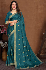 Load image into Gallery viewer, Casual Look Art Silk Fabric Teal Color Elegant Saree
