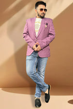 Load image into Gallery viewer, Engaging Purple Jacquard Blazer For Men
