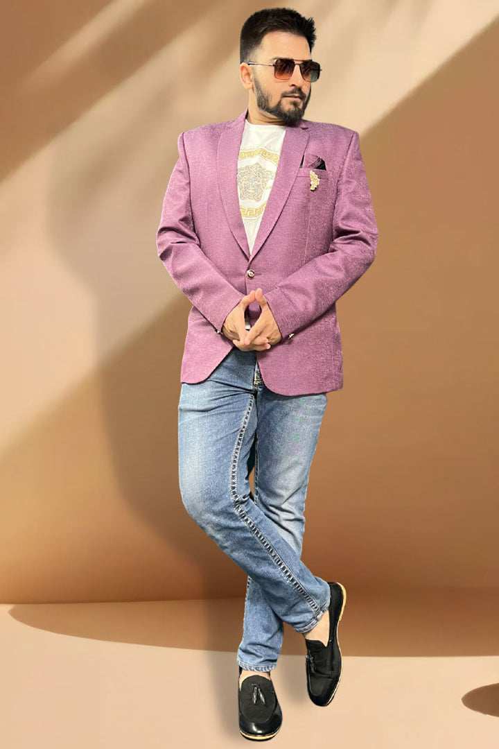 Engaging Purple Jacquard Blazer For Men