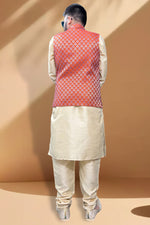 Load image into Gallery viewer, Extravagant Cream Silk Kurta Churidar With Jacket
