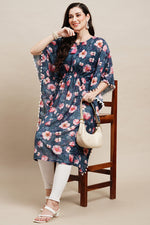 Load image into Gallery viewer, Blue Color Printed Chinon Fabric Fabulous Kaftan Style Kurti
