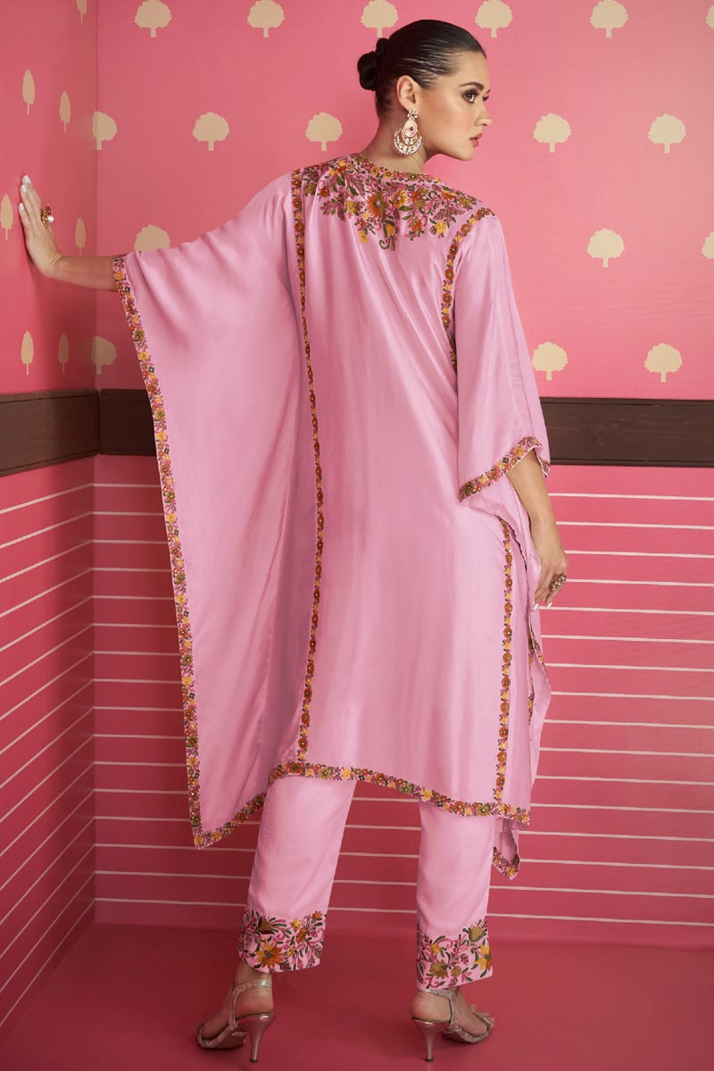 Eugeniya Belousova Satin Silk Captivating Pink Color Kaftan Style Salwar Suit