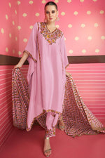 Load image into Gallery viewer, Eugeniya Belousova Satin Silk Captivating Pink Color Kaftan Style Salwar Suit
