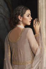 Load image into Gallery viewer, Embroidery Work Dark Beige Color Net Fabric Floor Touch Anarkali Salwar Suit
