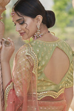 Load image into Gallery viewer, Silk Fabric Sangeet Wear Embroidered Lehenga Choli In Green Color
