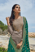 Load image into Gallery viewer, Designer Embroidered Salwar Kameez In Fancy Fabric With Palazzo Style Bottom