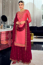 Load image into Gallery viewer, Pink Color Georgette Fabric Awesome Sharara Suit
