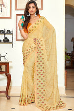 Load image into Gallery viewer, Graceful Chiffon Fabric Beige Color Saree With Printed Work
