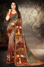 Load image into Gallery viewer, Georgette Fabric Multi Color Regular Wear Printed Saree
