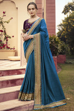 Load image into Gallery viewer, Sky Blue Color Party Wear Art Silk Fabric Border Work Saree
