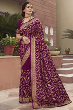 Load image into Gallery viewer, Art Silk Fabric Party Wear Fancy Purple Color Saree
