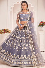 Load image into Gallery viewer, Lavender Color Sangeet Wear Net Fabric Spectacular Embroidered Lehenga
