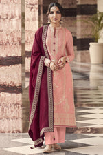 Load image into Gallery viewer, Art Silk Fabric Peach Color Spectacular Jasmin Bhasins Palazzo Suit
