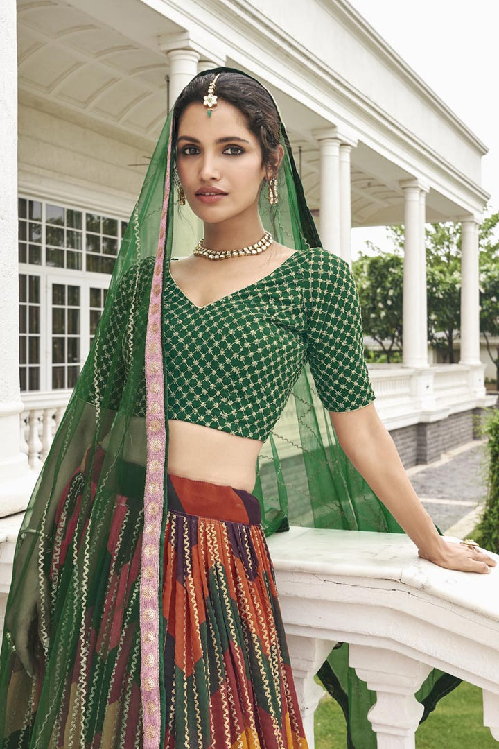 Vartika Singh Attrective Georgette Fabric Multi Color Digital Printed Lehenga