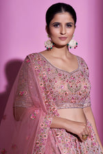 Load image into Gallery viewer, Pink Color Parity Georgette Fabric Wedding Wear Lehenga Choli
