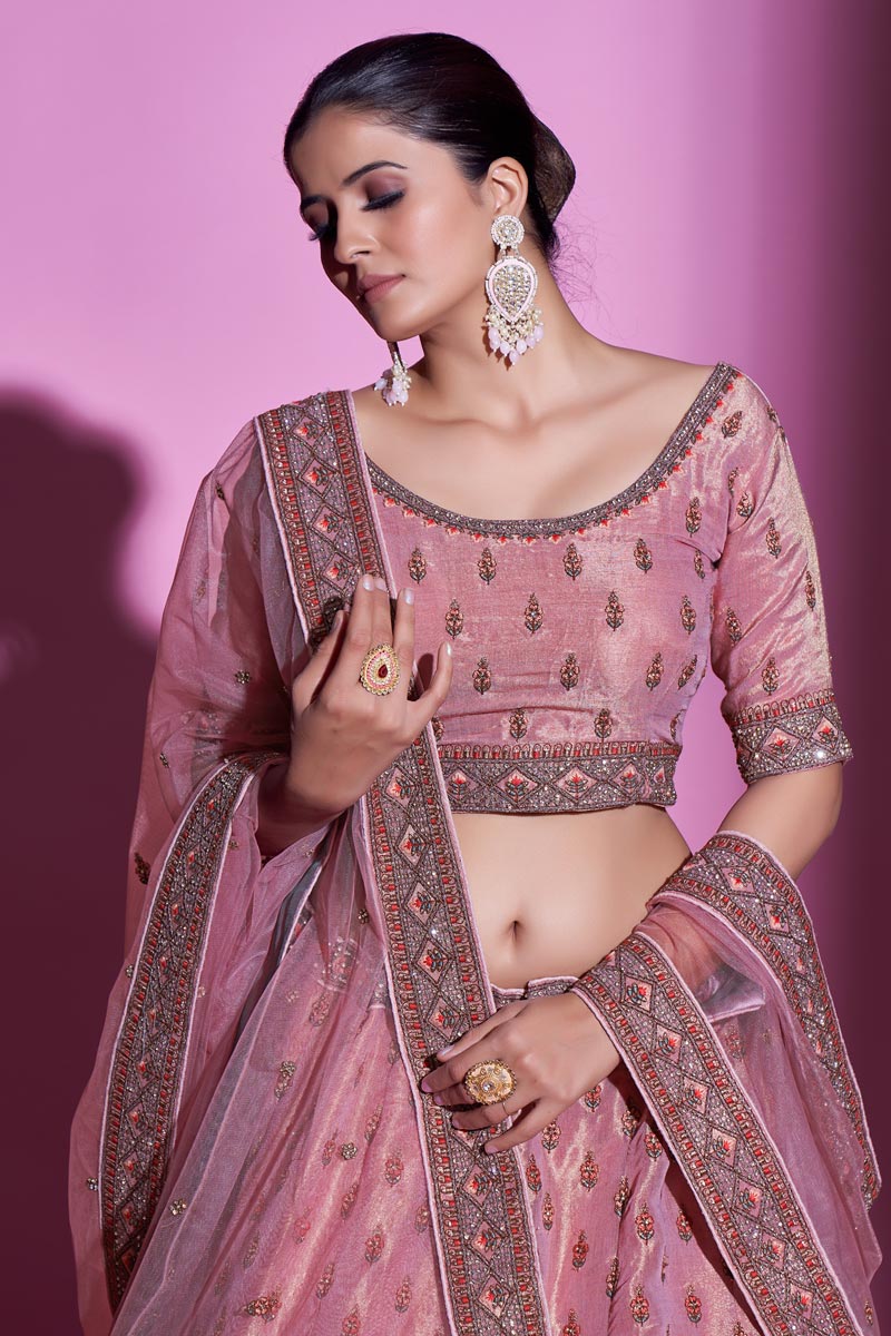 Classic Art Silk Fabric Wedding Wear Lehenga Choli in Pink Color