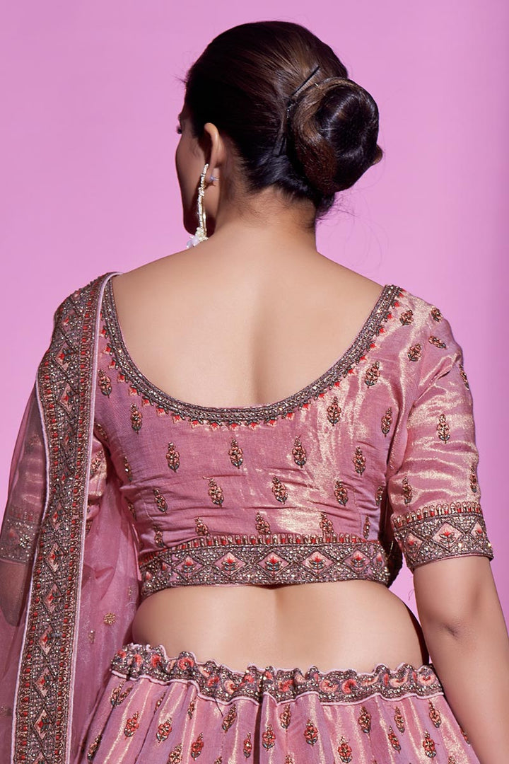 Classic Art Silk Fabric Wedding Wear Lehenga Choli in Pink Color