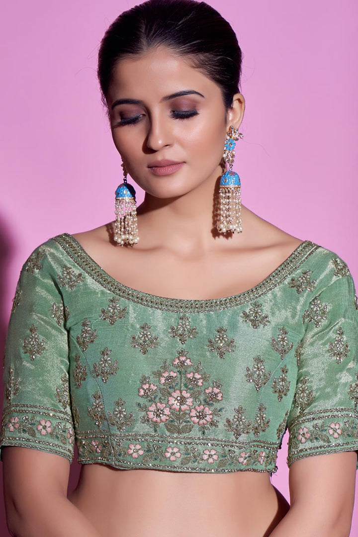 Sea Sea Green Color Bright Art Silk Fabric Wedding Wear Lehenga Choli