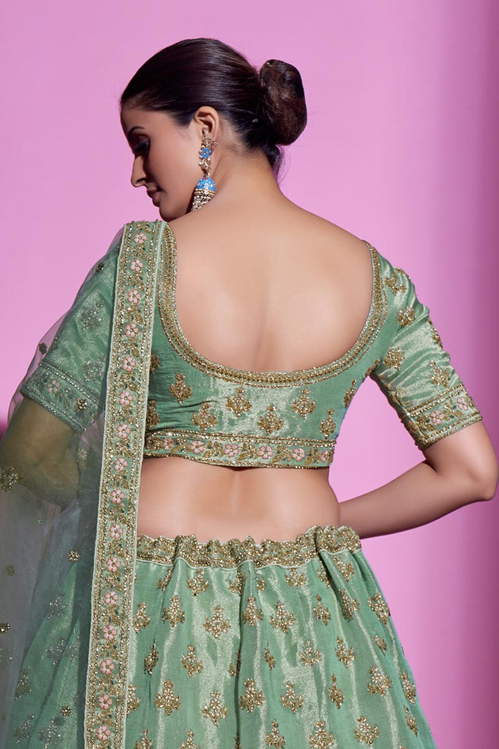 Sea Sea Green Color Bright Art Silk Fabric Wedding Wear Lehenga Choli