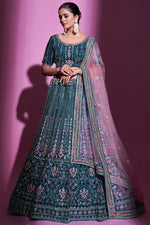 Load image into Gallery viewer, Beautiful Teal Color Crepe Fabric Wedding Wear Lehenga Choli
