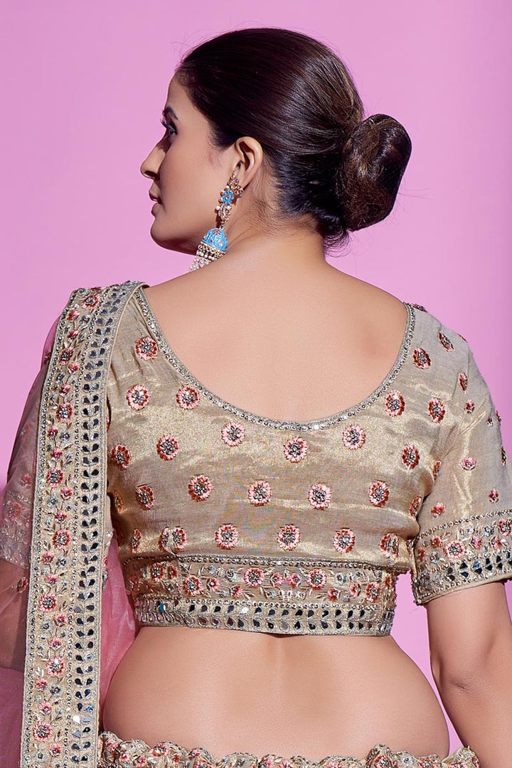 Beige Color Stylish Art Silk Fabric Wedding Wear Lehenga Choli